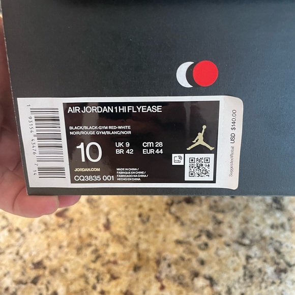NWB Mens Air Jordan 1’s HI FLYEASE Red ann Black. Size 10 - Picture 13 of 13